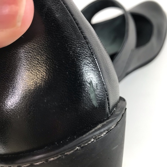 Dansko Mary Jane Shoes Black Leather Strap Shoe Heel Wedge - Picture 10 of 11